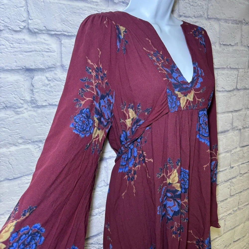FREE PEOPLE Miranda  Floral Maxi Dress Boho Revival Flowey Size Small Petite